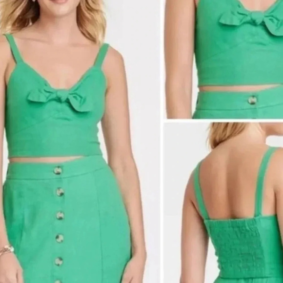 Universal Thread Linen Tie Front Cropped Adjustable Straps Tank Top Size XXL NWT - Picture 2 of 11